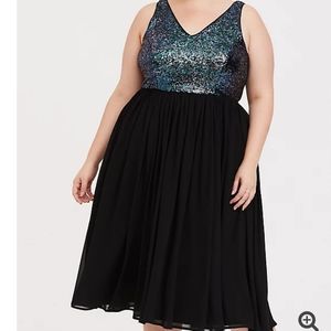 Torrid Size 20 Black Sequin Skater Midi Dress
